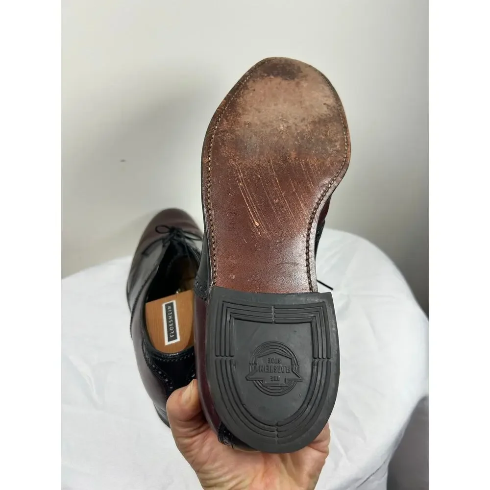 Florsheim Burgundy/Black Plain Toe Saddle Oxford men Size: 11 dress shoes office
